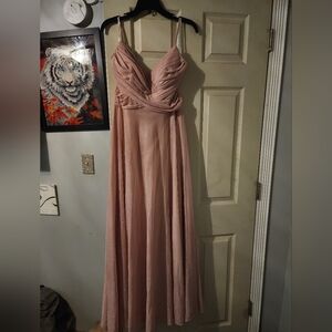 Christina Wu Pink Pleated Strapless Gown for Weddings